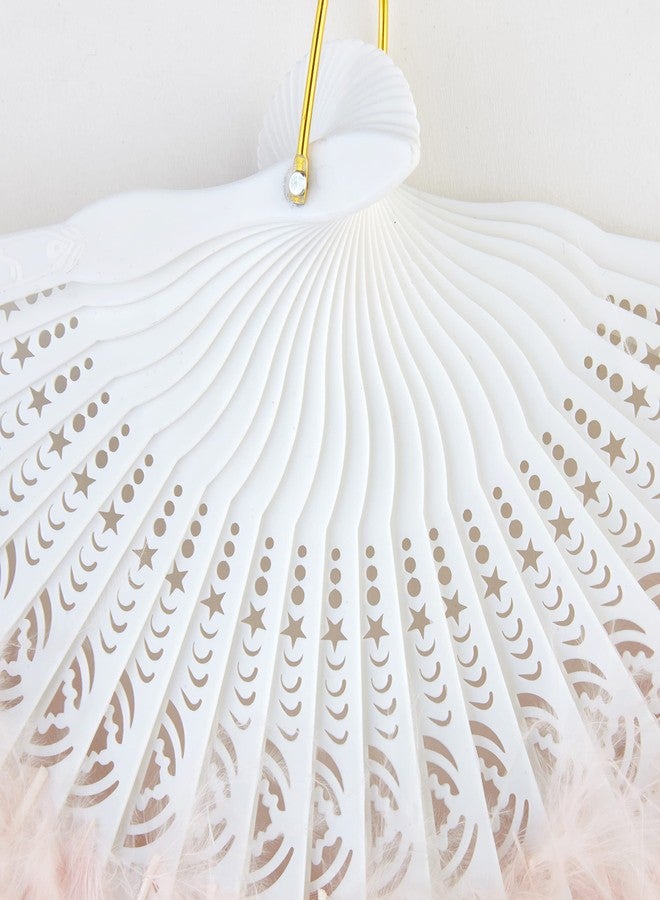 BABEYOND Marabou Feather Fan 20s Vintage Folding Fan Flapper Hand Fan for Costume Dancing Show Tea Party Wedding Decoration (Light Pink) - Image 3